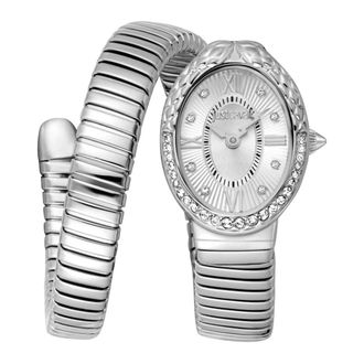 Just Cavalli Signature Snake Oval Horloge - Dames - Horloges - Grijs - ONE Size - Accessoires