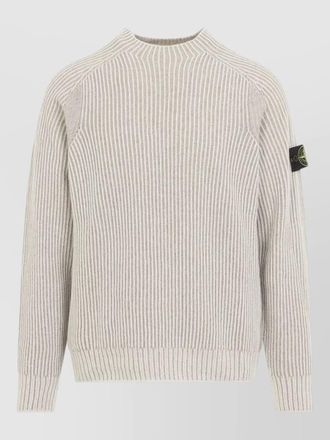 Stone Island two-tone ribbed cashmere crew-neck jumper