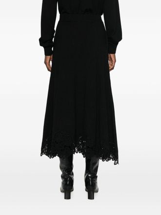 Zimmermann Guipure Lace Trim Wool Skirt - Black