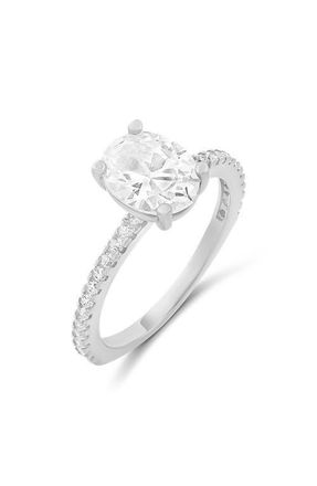 SHYMI Oval Cut Cubic Zirconia Cocktail Ring in Silver at Nordstrom, Size 8