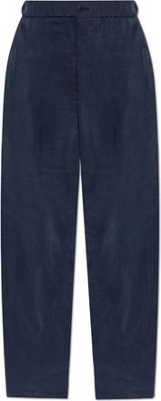 Giorgio Armani Losvallende zijden broek - Heren - Straight fit broeken - Blauw - L - Broeken