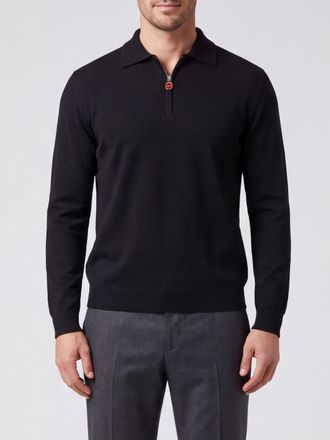 Kiton Polo in maglia di lana a maniche lunghe con chiusura a mezza zip