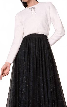Joseph Ribkoff Rhinestone Bow Detail Cardigan In Winter White