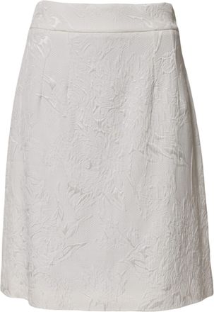 Dolce & Gabbana White Floral Brocade A-line High Waist Womens Skirt (Pre-Owned)