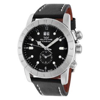 Glycine Airman Contemporary GMT Quartz Black Dial Mens Watch GL0150
