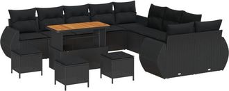 vidaXL Garden Sofa Set with Cushion with Storage 14 pcs Black vidaXL