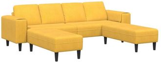 vidaXL Sof&aacute; Con Coj&iacute;n Amarillo Claro 250 X 188 X 76 Cm Tela De Pana Vidaxl