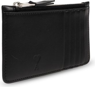 Ami Leather Card Holder, Unisex, Black