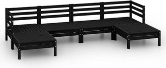 vidaXL Vidaxl - Juego De Muebles De Jard&iacute;n 9 Piezas Negro Madera Pino Maciza