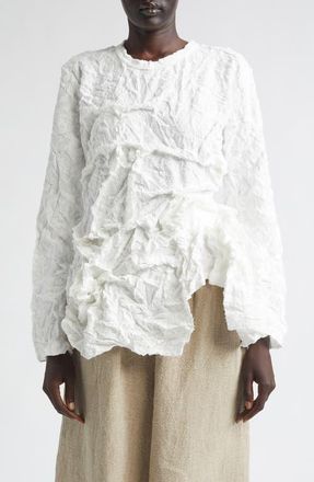 Comme Des Gar&ccedil;ons Raschel Knit Crushed Ruffle Top in White at Nordstrom, Size Medium