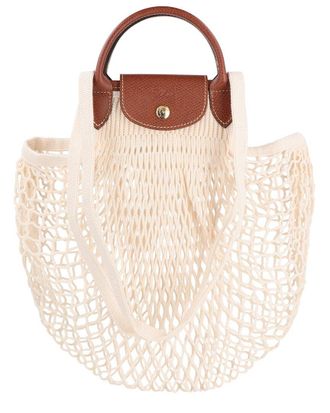 Longchamp Le Pliage Filet Large Mesh Handle Bag With Strap