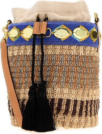 Valentino Garavani Womens Bucket Bag Multicolor Raffia