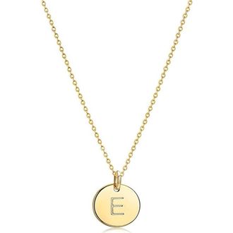 House of Frosted Initial Pendant Necklace in Yellow Gold - E at Nordstrom Rack, Size 16