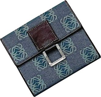 Loewe Blue Brown Canvas Leather Wallet (Bi-Fold) (Pre-Owned)
