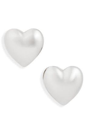 Open Edit Puffy Heart Stud Earrings in Silver at Nordstrom Rack