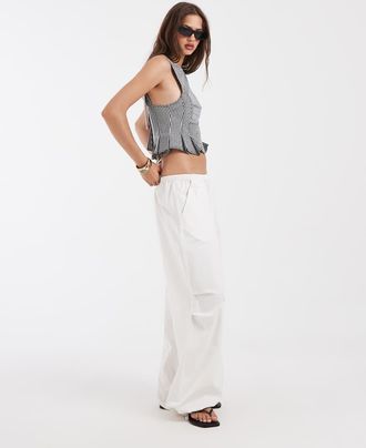 Free People Sunfaded - Top sinched nero e bianco a quadretti-Multi