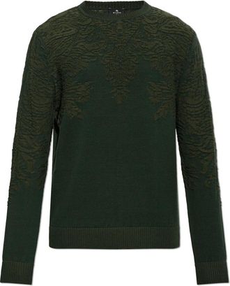 Etro Trui met ronde hals - Heren - Ronde hals truien - Groen - M - Katoen - Truien & Vesten