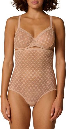Simone P&eacute;r&egrave;le Plume Embroidered High Waist Shaping Briefs in Peau Rose at Nordstrom, Size Xx-Large