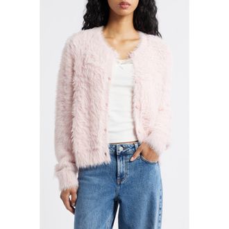 BP. Sparkle Fuzzy Cardigan in Pink- Silver at Nordstrom Rack, Size X-Large