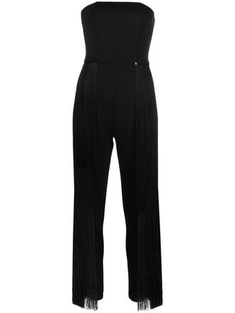 Nissa fringed strapless jumpsuit - Black
