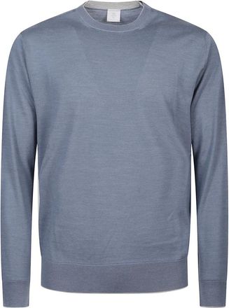 Eleventy Double-neck Sweater - Heren - Ronde hals truien - Blauw - L - Wol - Truien & Vesten