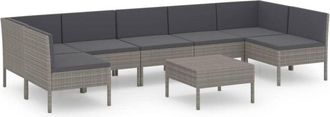 vidaXL Vidaxl - Set De Muebles De Jard&iacute;n 8 Pzas Y Cojines Rat&aacute;n Sint&eacute;tico Gris