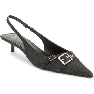 Mango Mecha Kitten Heel Pointed Toe Pump in Navy at Nordstrom, Size 8.5Us