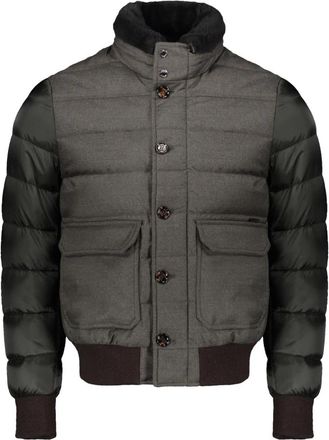Moorer Bomberjack met Shearling Kraag - Heren - Bomber jackets - Groen - L - Wol - Jassen