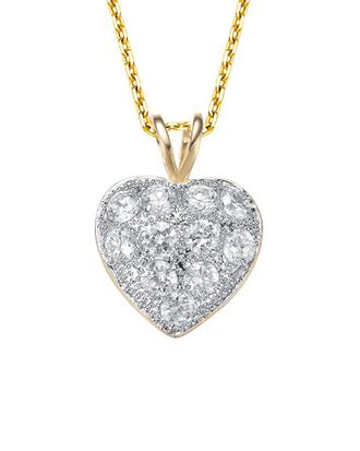 Genevive 14K Over Silver Cz Heart Pendant