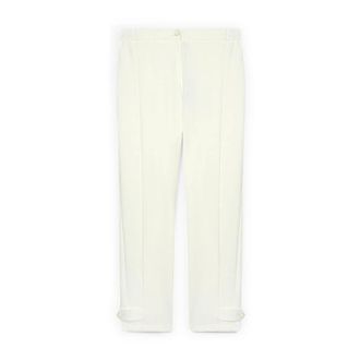 Fiorella Rubino Broeken, Dames, Wit, XL, Leer, Carrot Fit broek in Milano Stitch