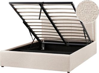 Beliani Ottoman Bed Boucle MONTLAUR 140 x 200 cm (EU Double) Beige