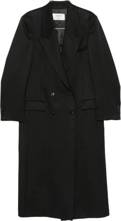 R&oacute;he Double-Breasted Tailored Coat - Dames - Mantel - Zwart - S - Wol - Jassen