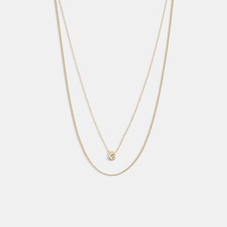 Coach Womens Delicate Interlocking Layered Necklace - Gold Metal - One Size