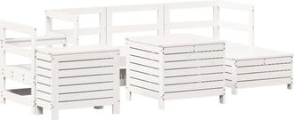 vidaXL Juego De Sof&aacute;s De Jard&iacute;n 7 Pzas Madera Maciza De Pino Blanco Vidaxl
