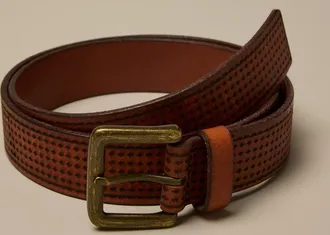 Lucky Brand Diamond Debossed Leather Belt