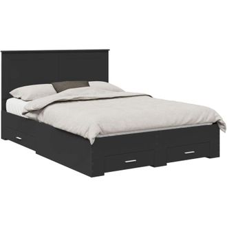 vidaXL Bed Frame with Headboard Black 140 x 190 cm Engineered Wood vidaXL