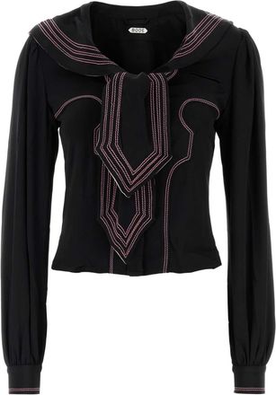 Bode Black Silk Seafarer Shirt