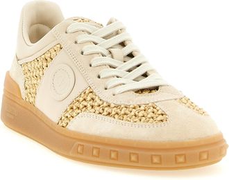 Valentino Garavani Womens Beige Calfskin Low Top Sneakers