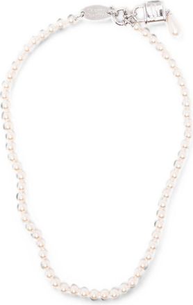 Vivienne Westwood Silver Pearl Padlock Teardrop Pendant Necklace
