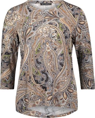 Betty Barclay Tops, Dames, Grijs, S, Leer, Paisley Print Elegant Shirt