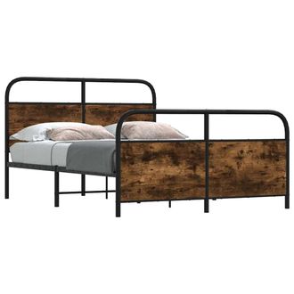Berkfield Home Bed Frame Without Mattress 120x190 cm Small Double Smoked Oak Engineered Wood in Brown