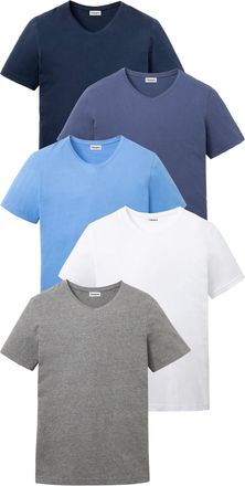 Bonprix T-Shirt BONPRIX, Herren, Gr. 60/62 (XXL), wei&szlig;, grau meliert, mittelblau, indigo, dunkelblau, Jersey, Obermaterial: 70% Baumwolle, 30% Viskose, regula