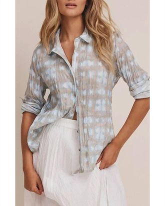 Nic+Zoe Womens Chibori Core Cotton Shirt In Blue Multi