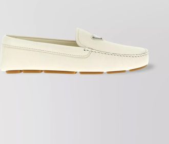Prada round toe rubber sole loafers with stitch detailing