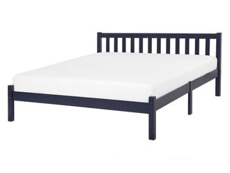 Beliani Cama matrimonial de madera azul 140x200