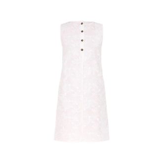 Marella Button Floral Dress - female - Marella - Short Dresses - White - L - Dresses