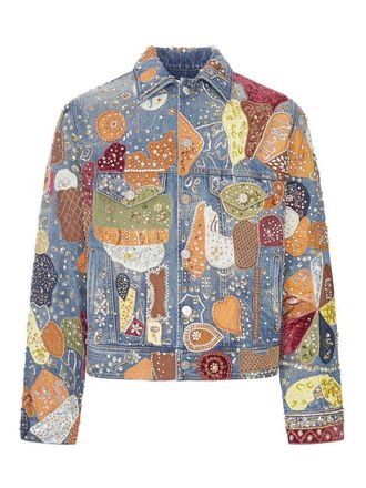 Amiri Embroidered Denim Jacket Embellished