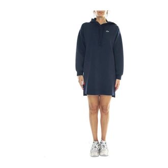 Lacoste Midi Jurken - Dames - Korte kleedjes - Blauw - M - Katoen - Kleedjes