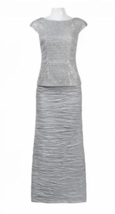 Alex Evenings Womens Long Embroidered Wedding Dress In Silver