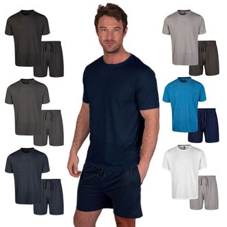 Light & Shade LSSET032 Mens Crew Neck T-shirt and Short Pyjama Set, Navy, XXL